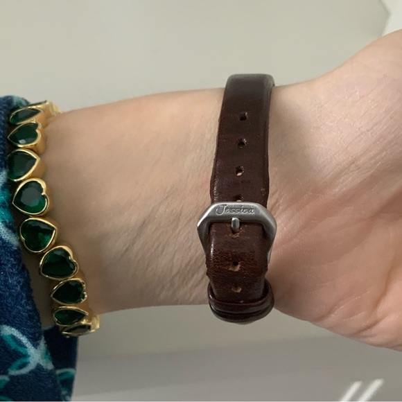 Vintage 90’S JESSICA Leather Brown Band Silver Wrist Watch Women’s BRAND NEW - Picture 5 of 16